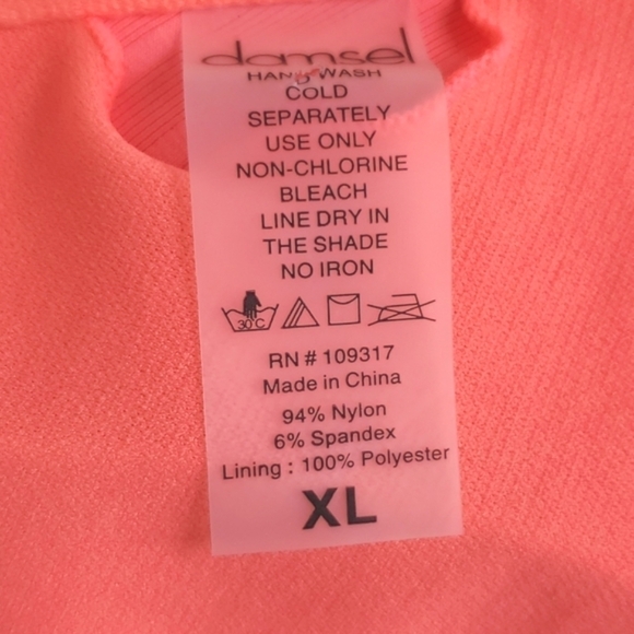 *NWOT* DAMSEL Popsicle Super Rib Bright Orange Bikini Top, size XL - Picture 4 of 6